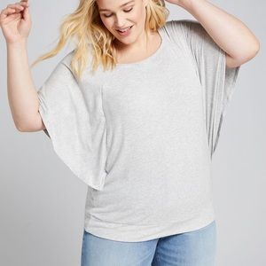 Flutter-sleeve Ribbed Tee
